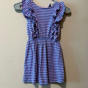 Crewcuts by J. Crew Girls Striped Ruffle Sleeve Dress Size 4 Blue Pink